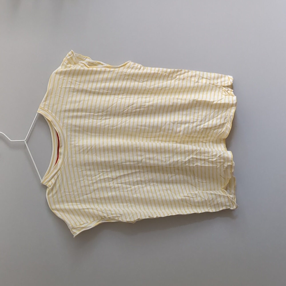 EUC Ayr striped tee, cap sleeve, yellow and white stripe, sz L